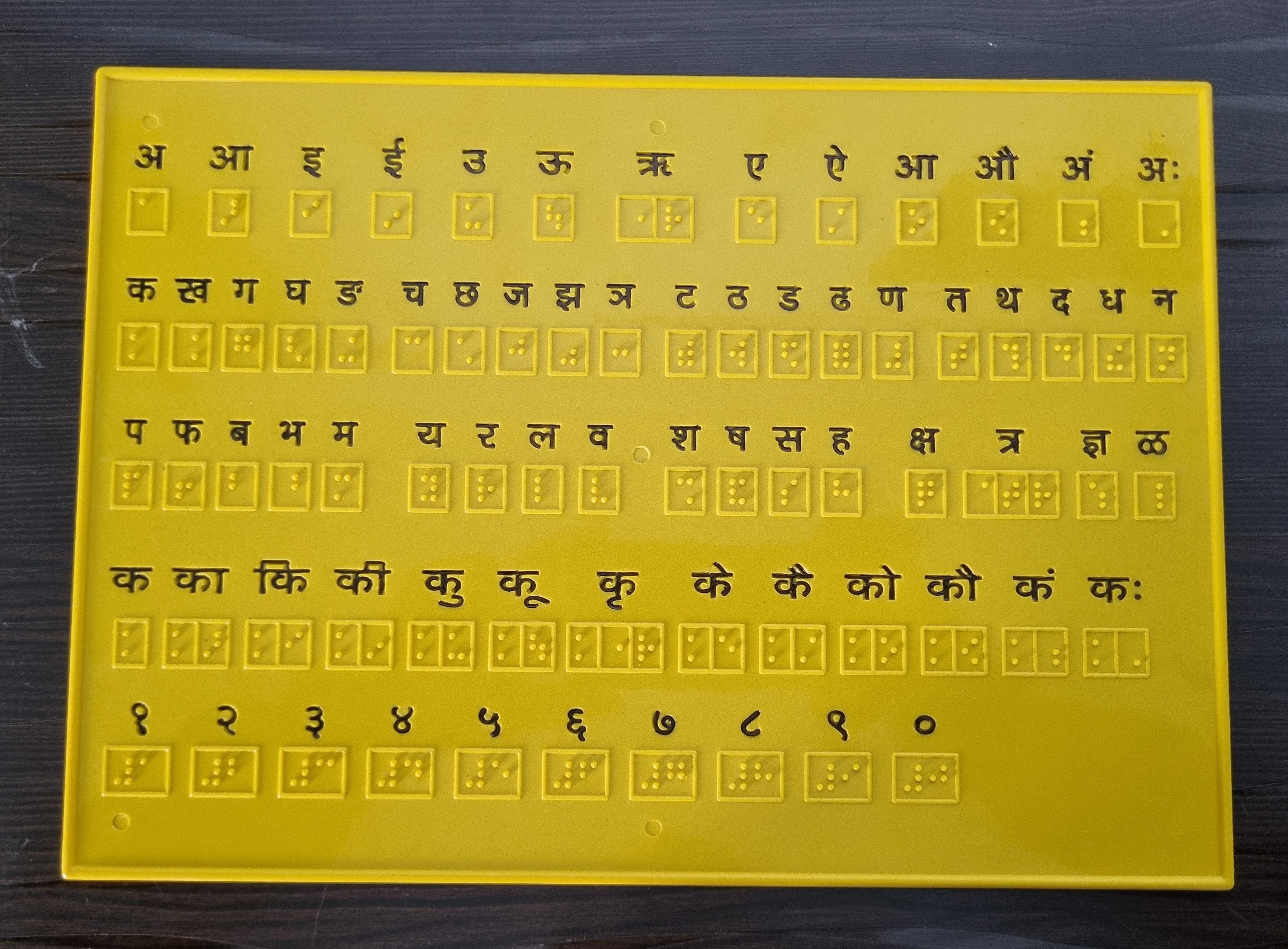 Braille Learning Frame in Hindi letter sign & Number Sign